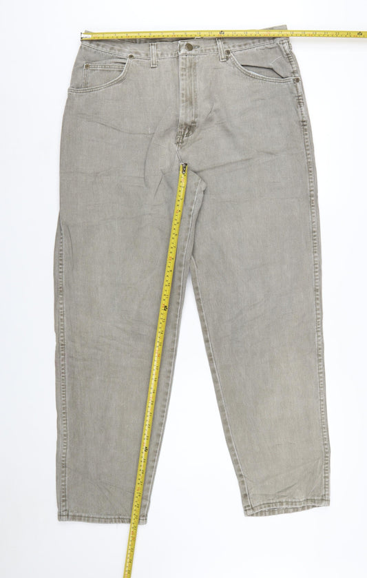 Wrangler Men Beige 38x32 Straight Fit Denim Jeans