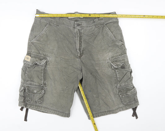 Lee Men's Grey Cargo Shorts Size 36 Regular Canvas Cotton Workwear