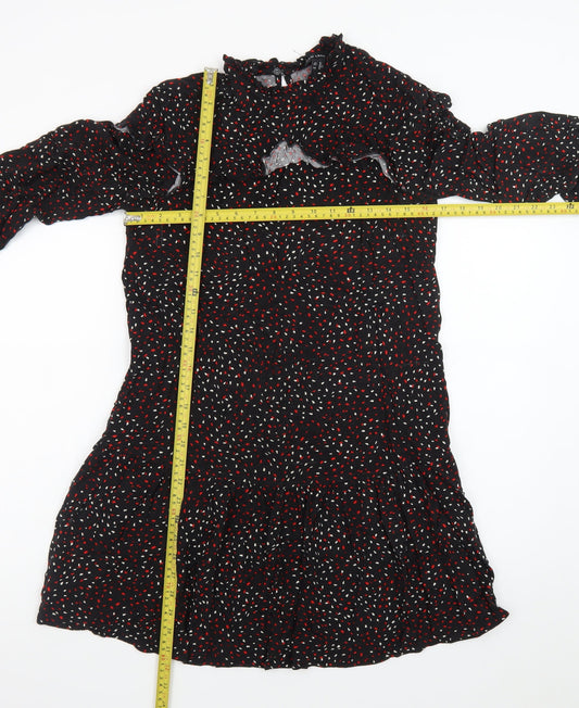 New Look Women's Black Floral Ruffle Shift Dress Size 8