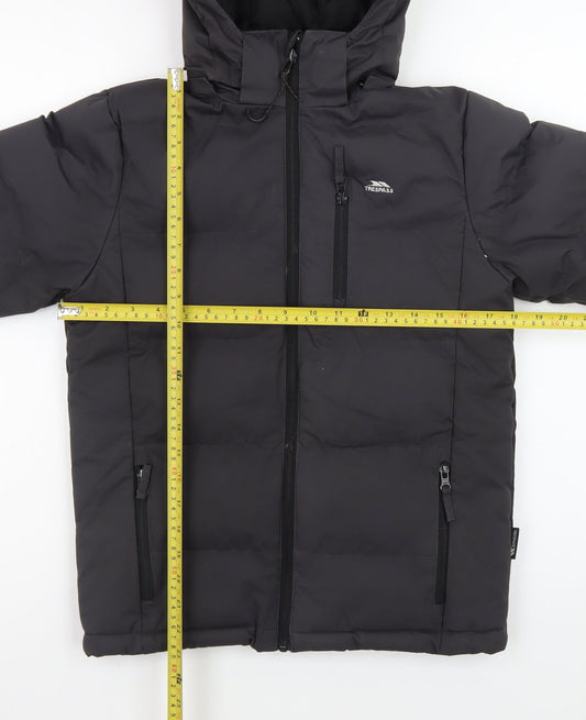 Trespass Boys Black 9-10 Years Waterproof Hooded Puffer Jacket