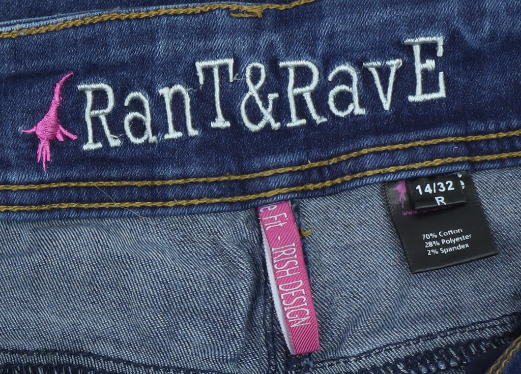 Rant & Rave Women's Blue Stretch Straight Jeans Size 14 Regular