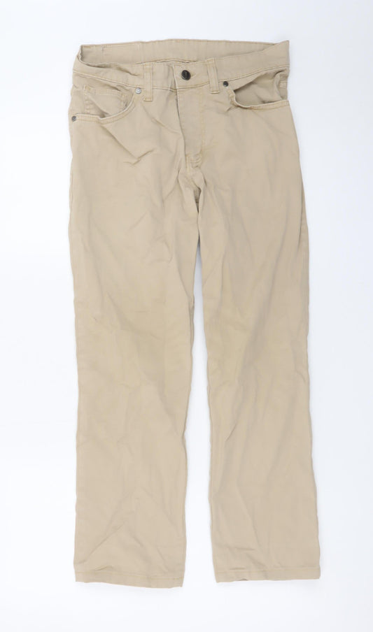 CRZ Men Beige Chino Trousers Size 38 Cotton Blend Straight Fit