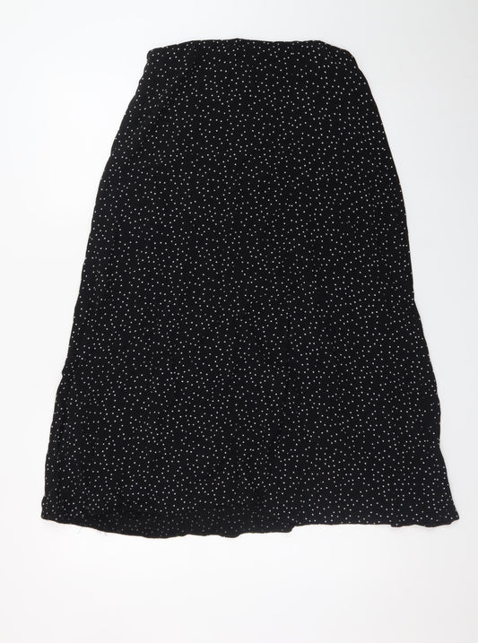 New Look Women’s Black Polka Dot A-Line Midi Skirt Size 10