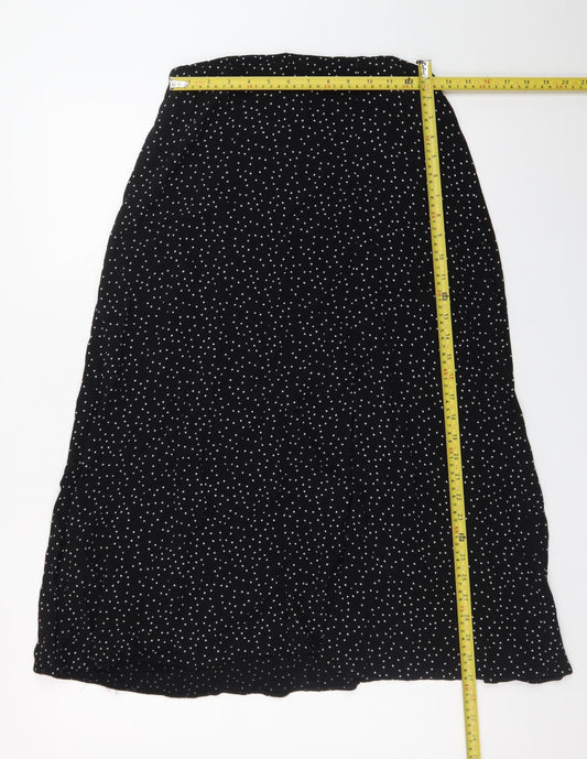 New Look Women’s Black Polka Dot A-Line Midi Skirt Size 10