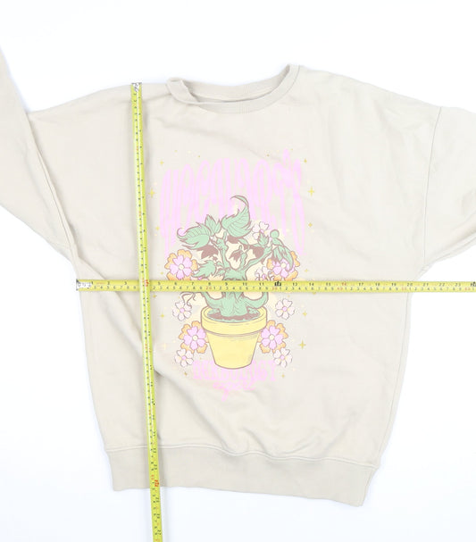 Harry Potter Women Beige Mandrake Print Pullover Sweatshirt Size S 8-10
