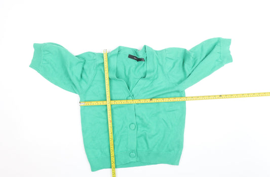 Vero Moda Women Green M Cardigan 3/4 Sleeve Button Front Knit