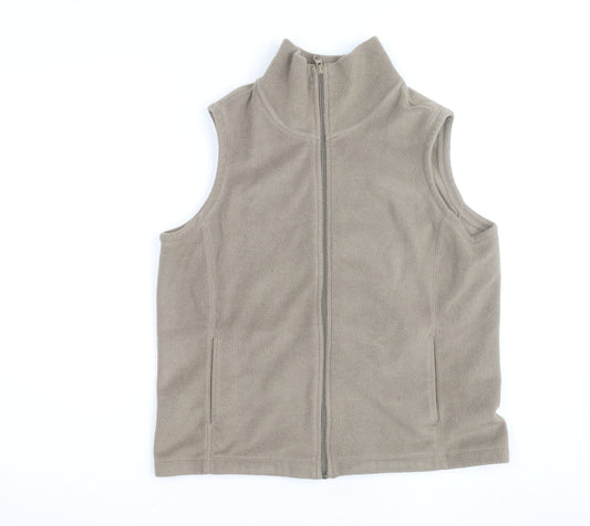 Lands' End Women's Beige Petite S Fleece Basic Jacket Full Zip