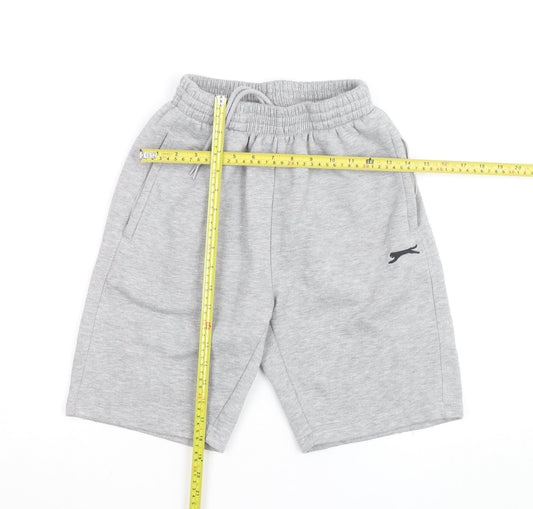 Slazenger Men's Grey Sweat Shorts Small Elastic Waist Athletic