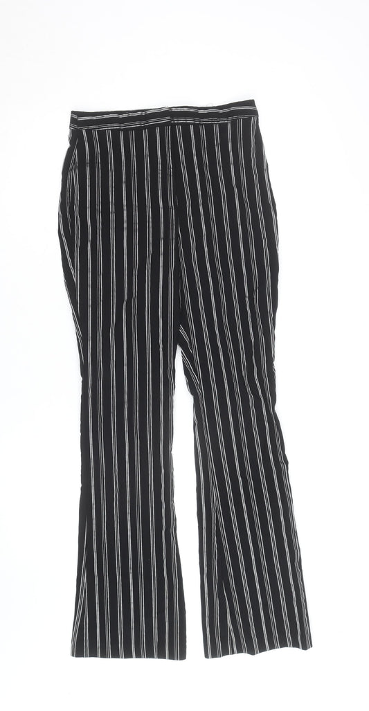 ASOS DESIGN Women’s Black Striped Straight Leg Trousers Size 10