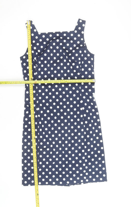 Ralph Lauren Women Blue White Polka Dot Sheath Dress Size 4