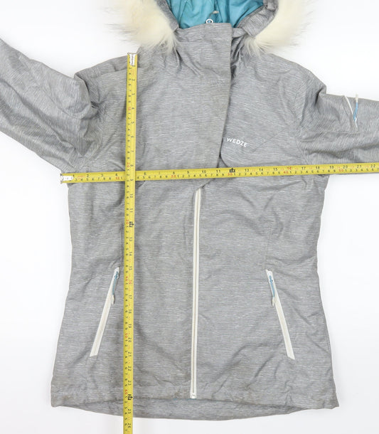 Wedze Women's Grey XS Ski Jacket Hooded Waterproof Insulated Coat
