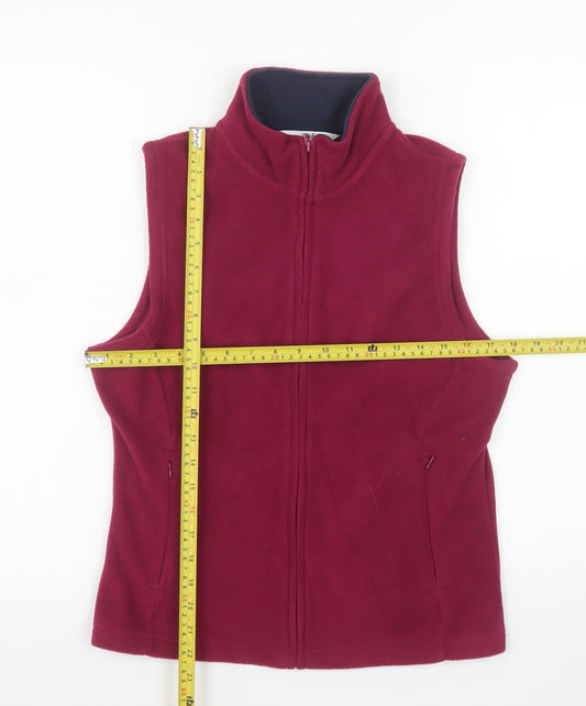 Isle Essentials Women Burgundy Fleece Waistcoat Size 10-12 Full Zip