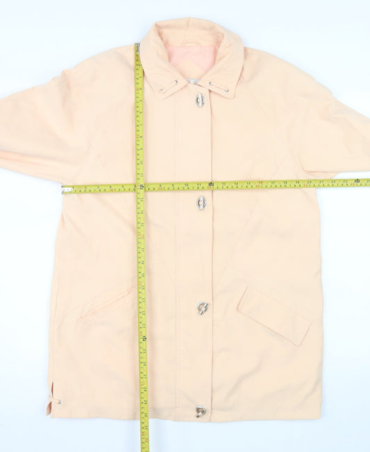 Essentials Womens Beige Long Rain Coat Size 12 Classic Lightweight