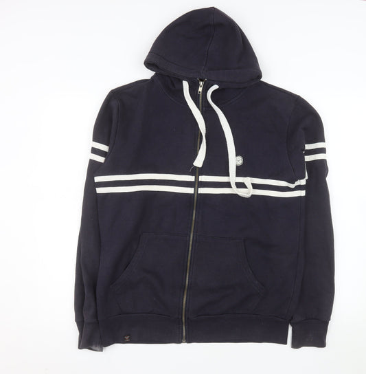 Le Breve Men's Blue Hooded Full Zip Jacket Size L