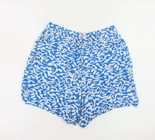 Marks and Spencer Womens Blue White Shorts Size 8 Viscose Casual Summer