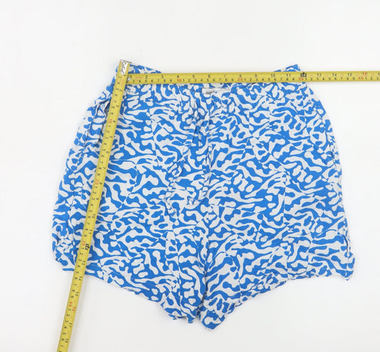 Marks and Spencer Womens Blue White Shorts Size 8 Viscose Casual Summer