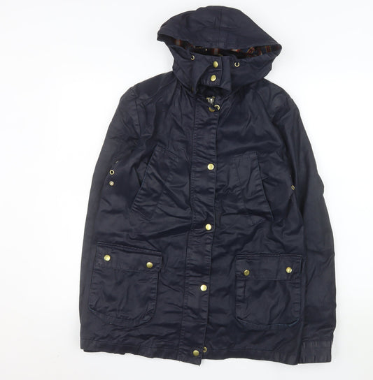 Zara Woman Blue Hooded Waterproof Parka Jacket XS
