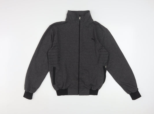 Additional front view of Puma women’s grey m track jacket full zip lightweight sportswear
