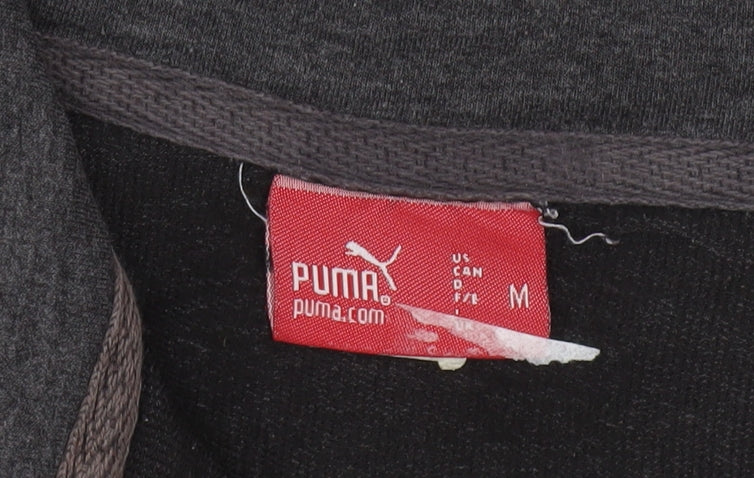 Brand and care label for Puma women’s grey m track jacket full zip lightweight sportswear