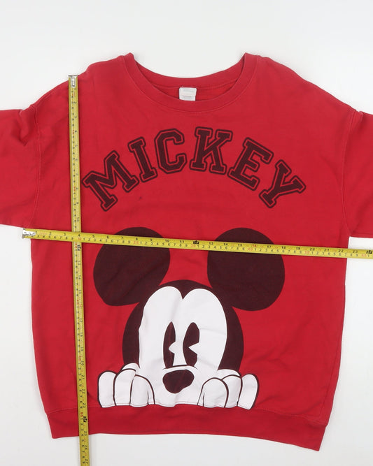 Disney Girls Red Mickey Mouse XL Sweatshirt Cotton Blend Pullover