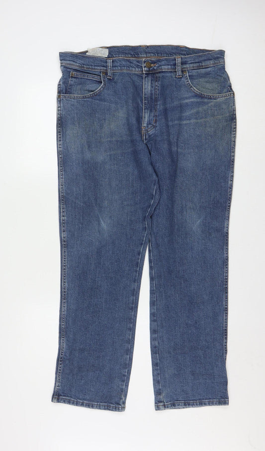 Wrangler Men's Blue Regular Fit Straight Leg Denim Jeans W36 L30