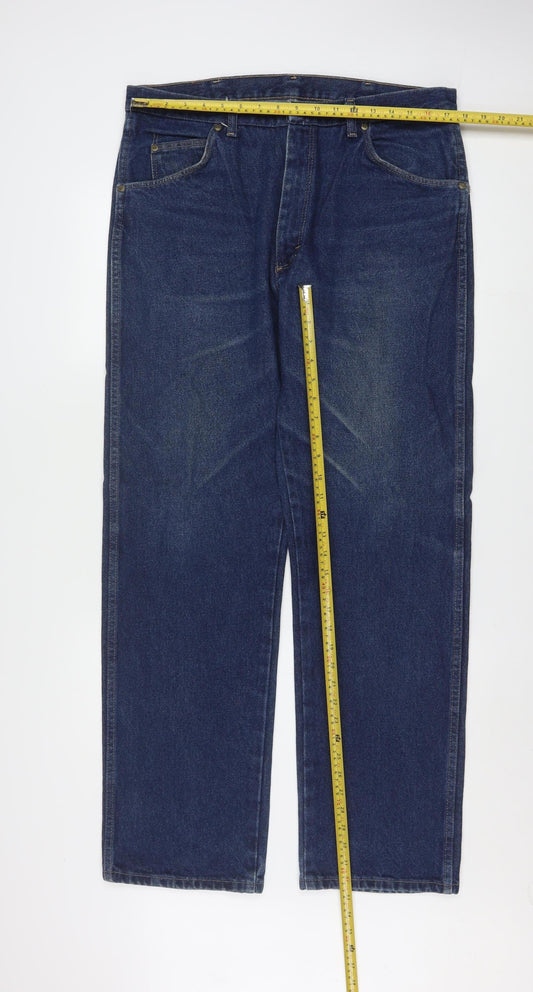 Wrangler Men's Blue Straight Regular Fit Denim Jeans 36W 32L