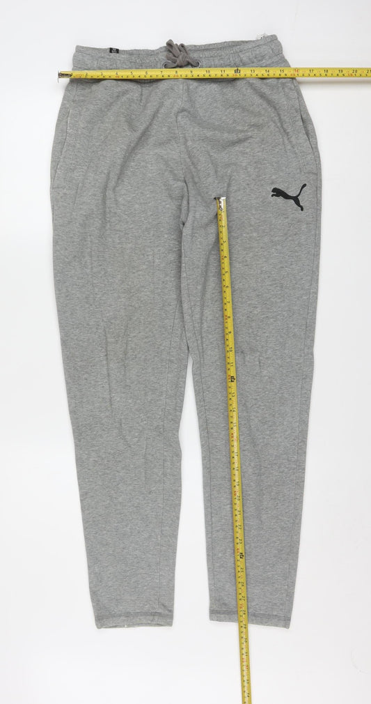 Puma Mens Grey Small Jogger Sweatpants Tapered Fleece Activewear