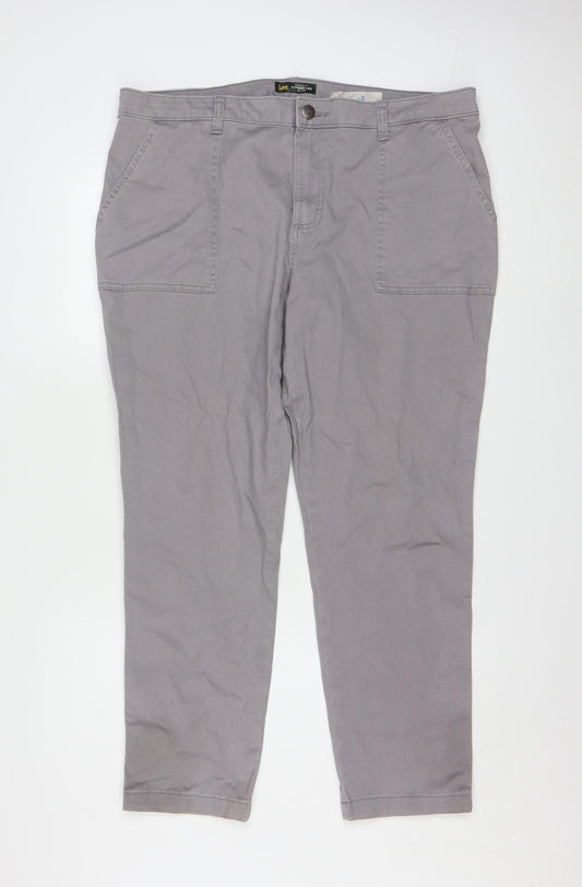 Lee Women’s Grey Chino Cotton Stretch Trousers Size 18 Medium
