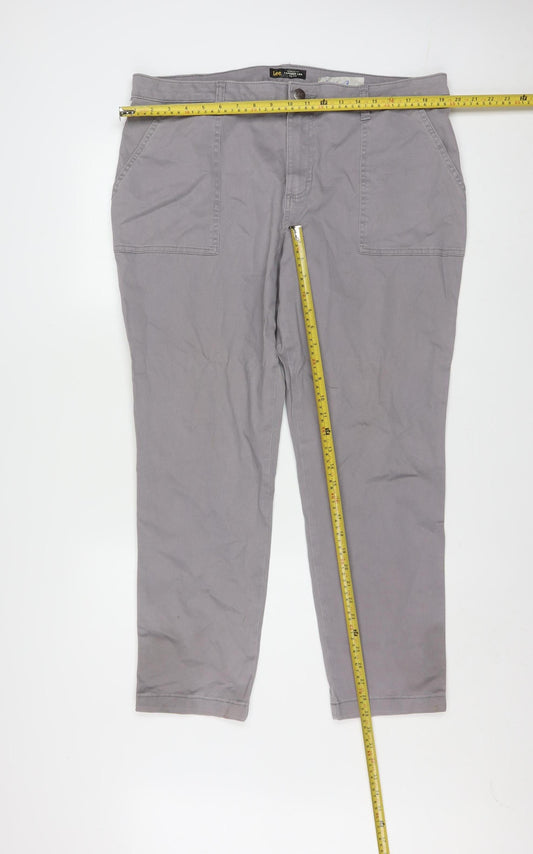 Lee Women’s Grey Chino Cotton Stretch Trousers Size 18 Medium