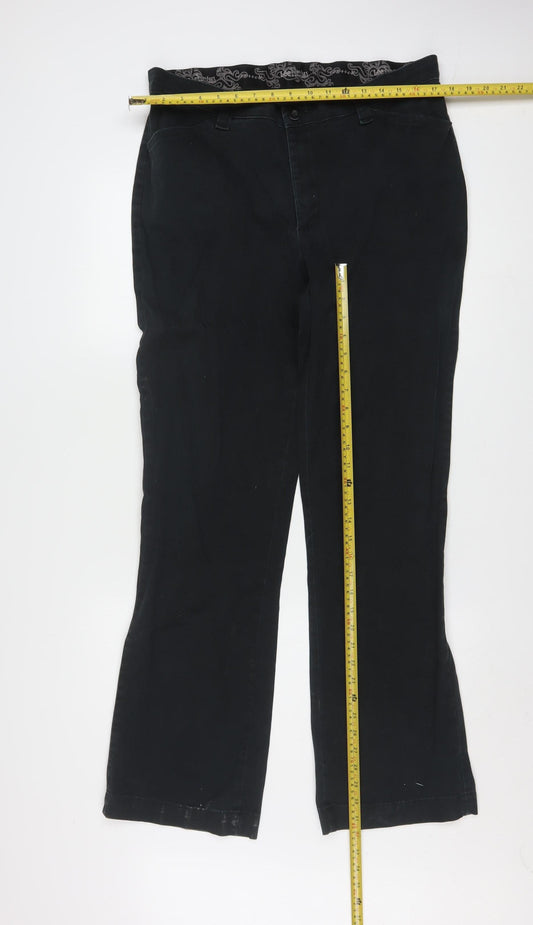 Lee Women’s Black Comfort Waist Regular Fit Cotton Trousers Size 14