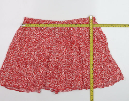 New Look Women Red Floral Flared Short Skirt Size 16