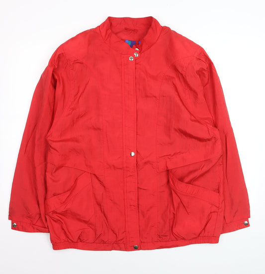 Additional front view of C&A women’s red silk lightweight casual jacket, size UK 16