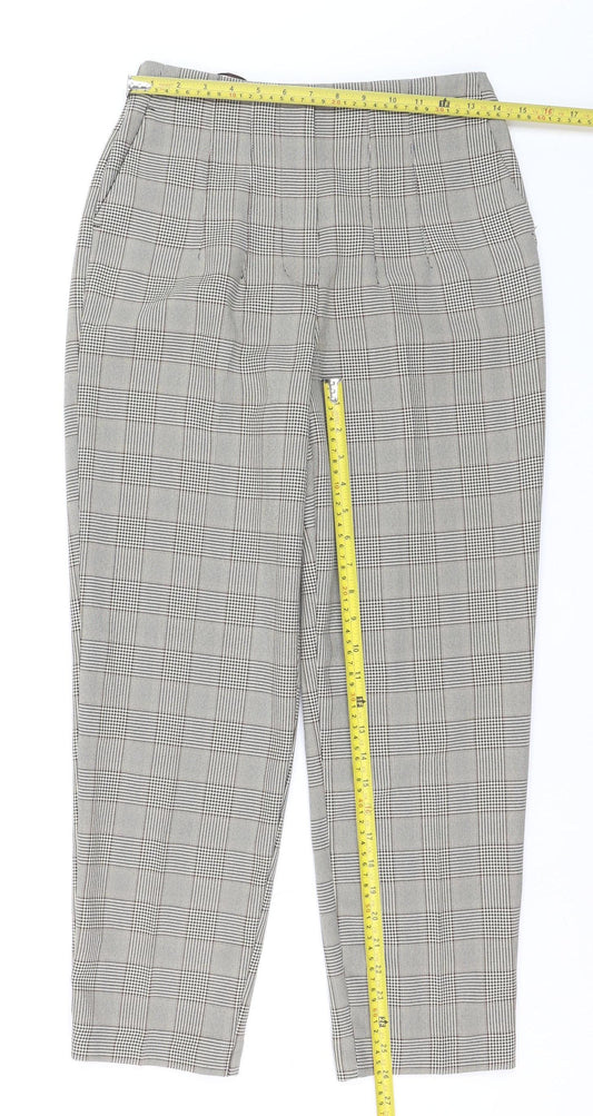 Primark Women’s Grey Checked Tapered Chino Trousers Size 6
