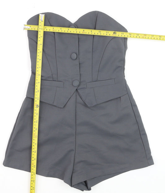 Forever 21 Women’s Grey Strapless Jumpsuit XS Polyester Playsuit