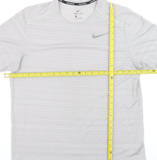 Nike Men's Grey Dri-FIT Running T-Shirt Size L Lightweight Sports Top