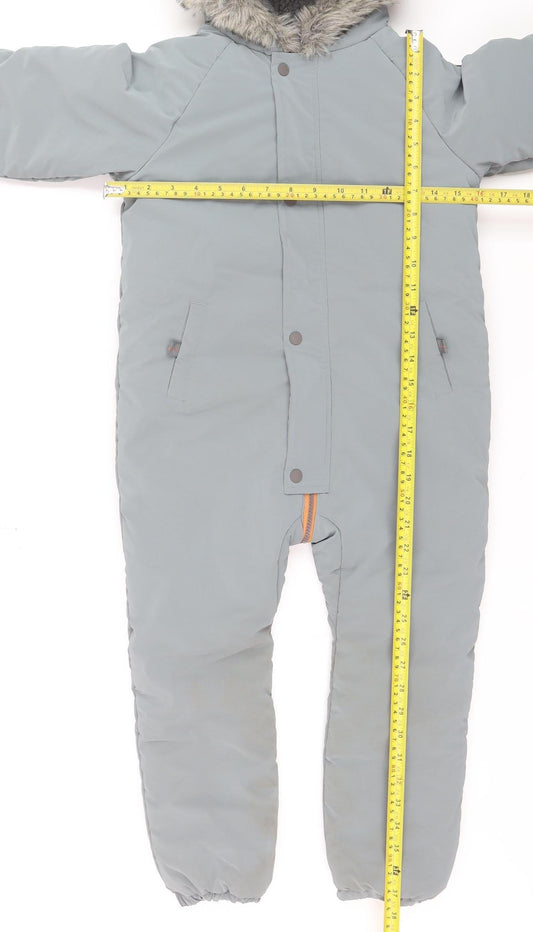 FatFace Boys Grey Waterproof Hooded Snowsuit 5-6 Years Winter Padded Outerwear