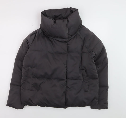 Next Women's Black Size 8 Puffer Jacket with High Collar