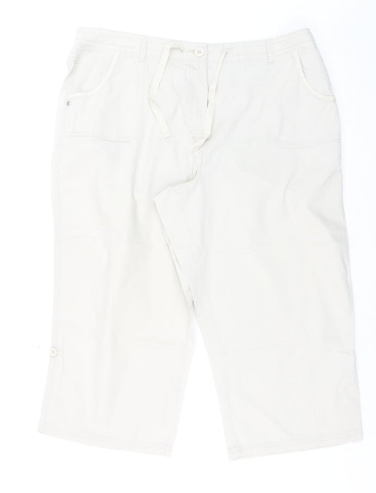 BHS Women’s Beige Cotton Blend Capri Trousers Size 18