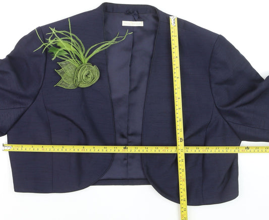 Jacques Vert Women Blue Cropped Suit Jacket Size 20 Elegant Wedding