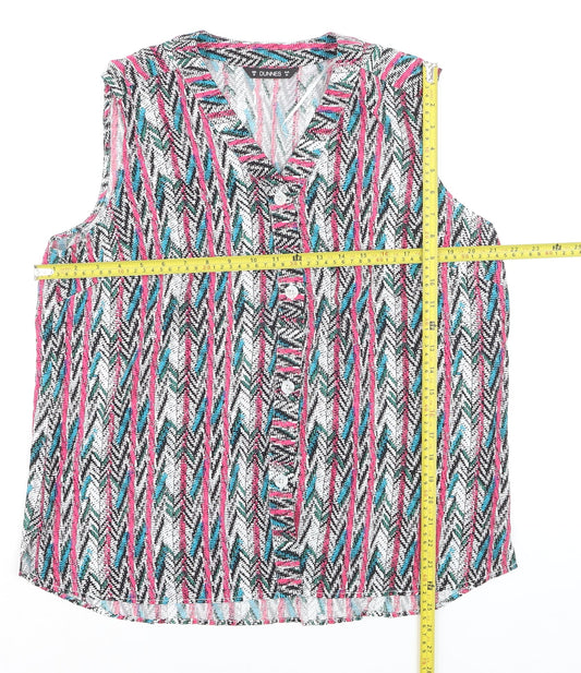 Dunnes Women's Multicoloured Viscose Sleeveless Blouse Size 16