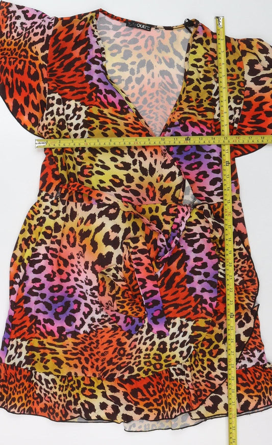 Quiz Women’s Multicoloured Animal Print Wrap Dress Size 14