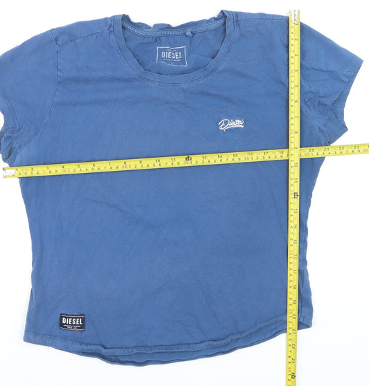 Diesel Womens Blue Cotton Crew Neck Short Sleeve T-Shirt Size L
