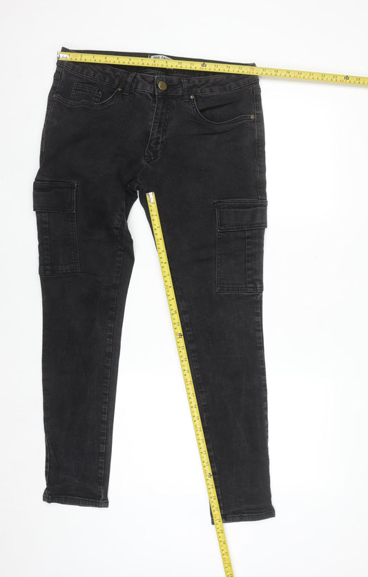 Paul Galvin Men's Black Slim Cargo Jeans 34W 32L Denim