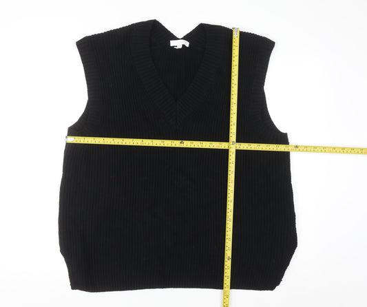 H&M Men's Black Knit Cotton Acrylic V-Neck Sleeveless Jumper Vest L