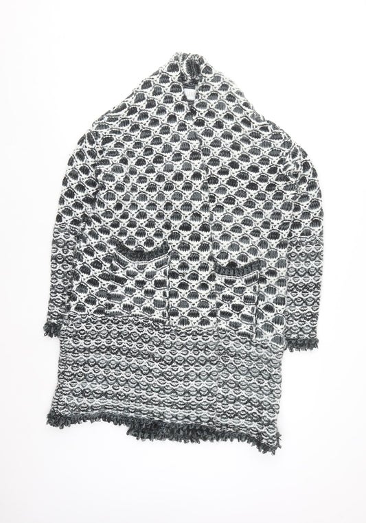 Savida Women's Black & White Chunky Knit Cardigan M