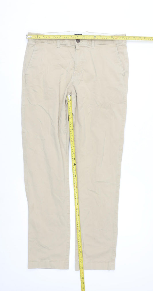 J.Crew Men's Beige Chino Trousers Flex W34 L34 Cotton Stretch