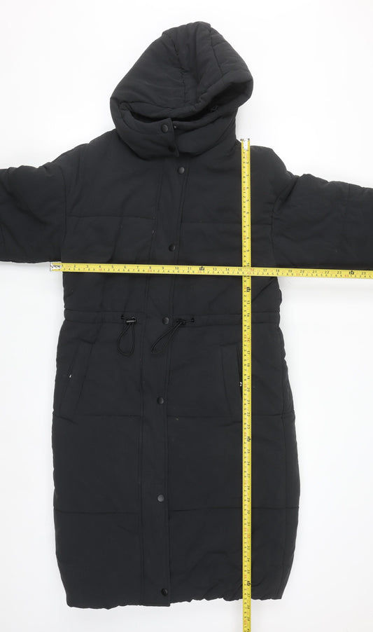 Marks and Spencer Women's Black Long Puffer Coat Size 6 Hooded Stormwear