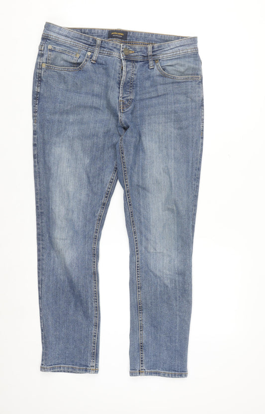 Jack & Jones Men's Blue Slim Straight Jeans 34W 30L