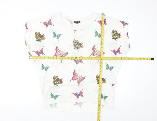 Stella Morgan Womens White Butterfly Print Pullover Jumper Size 10