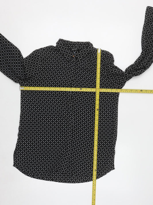 Esmara Women's Black Geometric Long Sleeve Button-Up Shirt Size 12